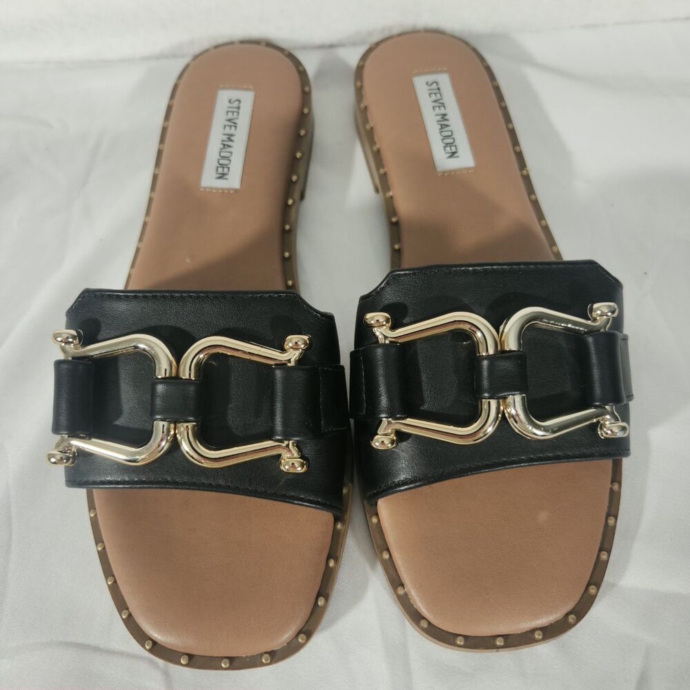 Steve Madden Black Slide Dress Casual Sandal Women's Size 8